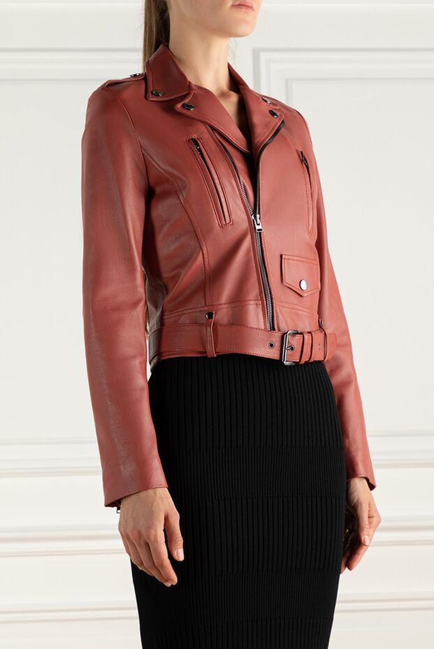Giorgio&Mario red leather jacket with belt and asymmetrical zipper 153600 - photo 3
