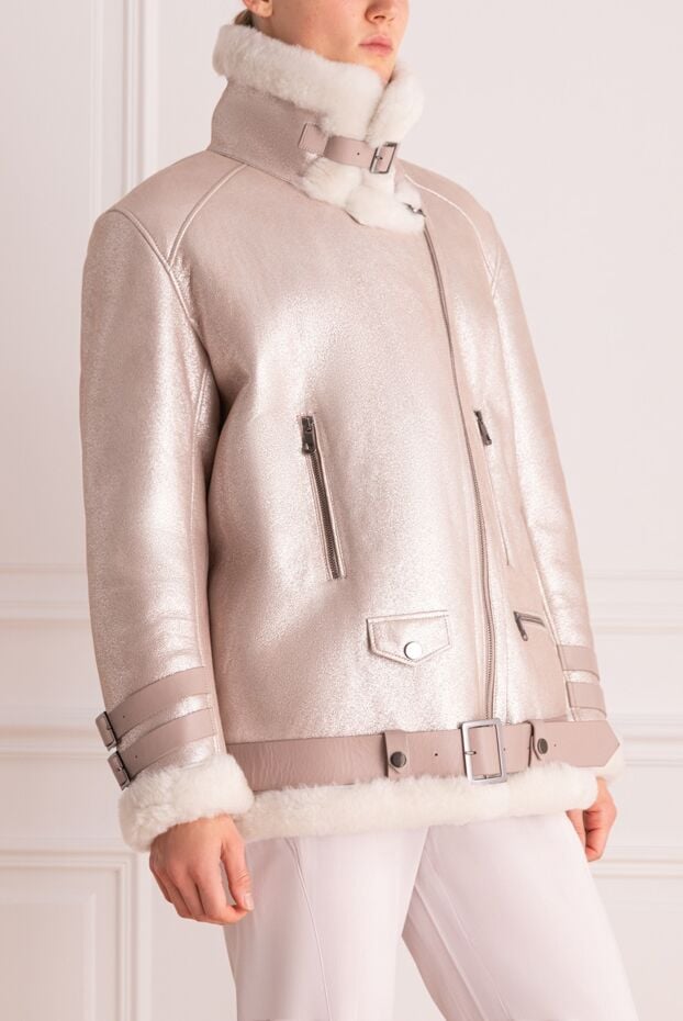 Giorgio&Mario pink metallic sheepskin leather jacket with white fur 153602 - photo 3