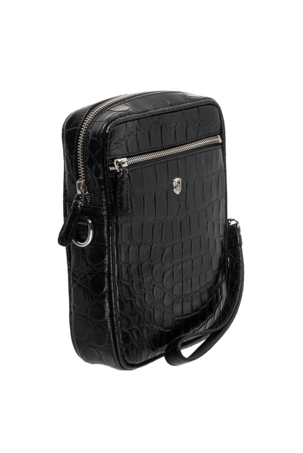 Tardini mens black alligator leather crossbody bag with a wrist strap 153610 - photo 3