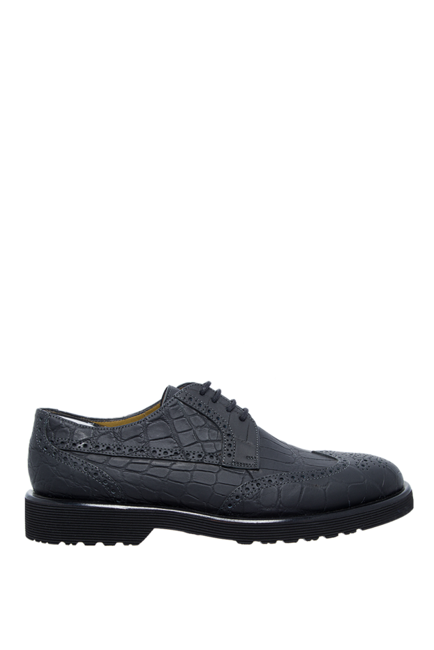 Tardini matte black wingtip brogue derby shoes made of alligator leather for men 153612 - photo 1