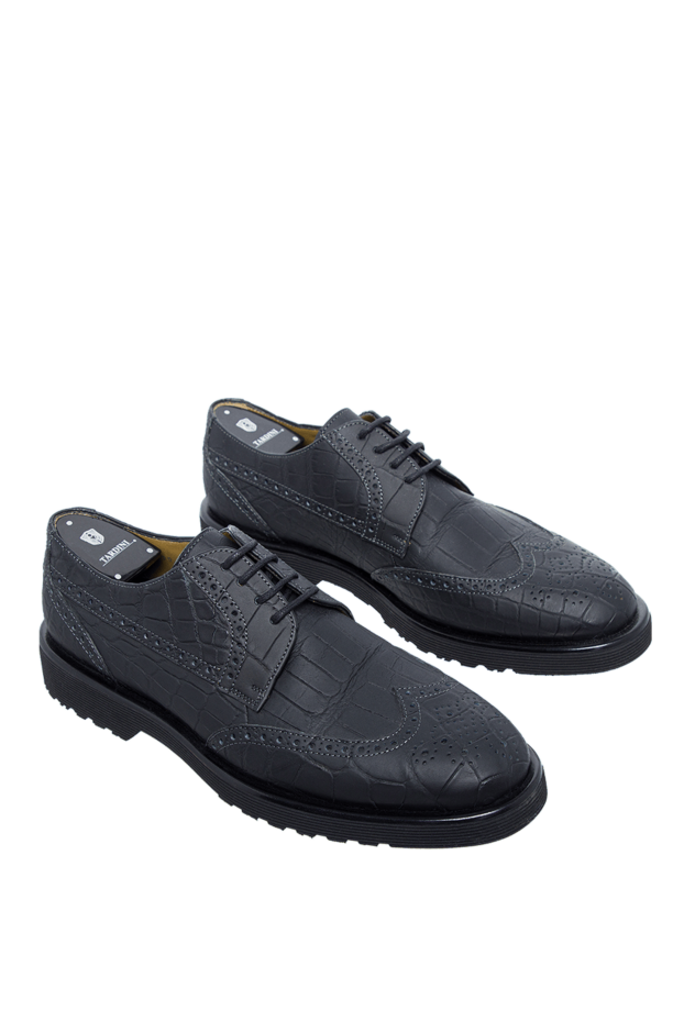 Tardini matte black wingtip brogue derby shoes made of alligator leather for men 153612 - photo 3