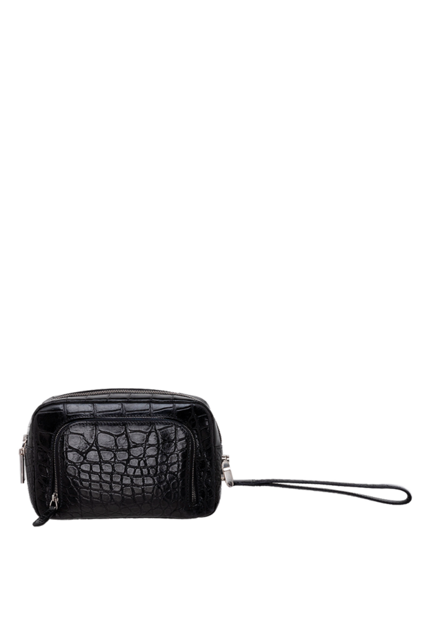 Tardini mens black alligator leather clutch with a wrist strap 153617 - photo 1
