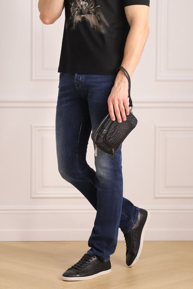 Tardini mens black alligator leather clutch with a wrist strap 153617 - photo 2