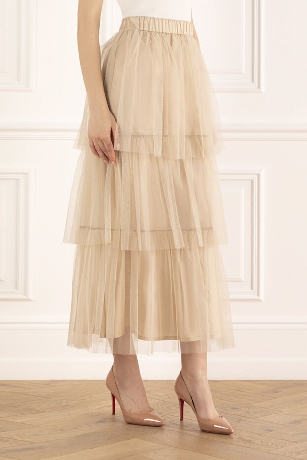 Peserico lush beige tulle skirt with cascading tiers 153623 - photo 3