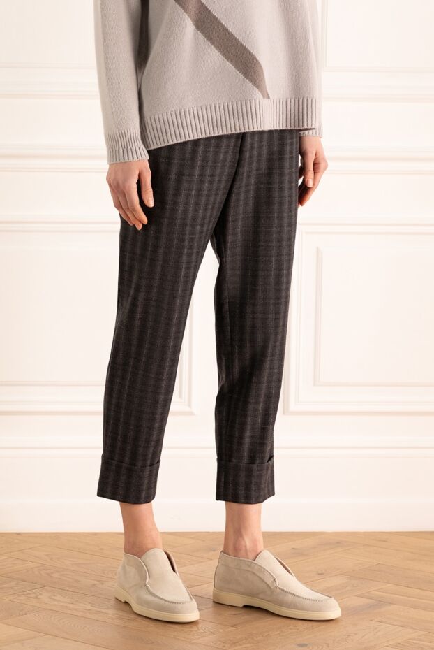 Peserico women's dark gray trousers cropped with stripes 153627 - photo 3