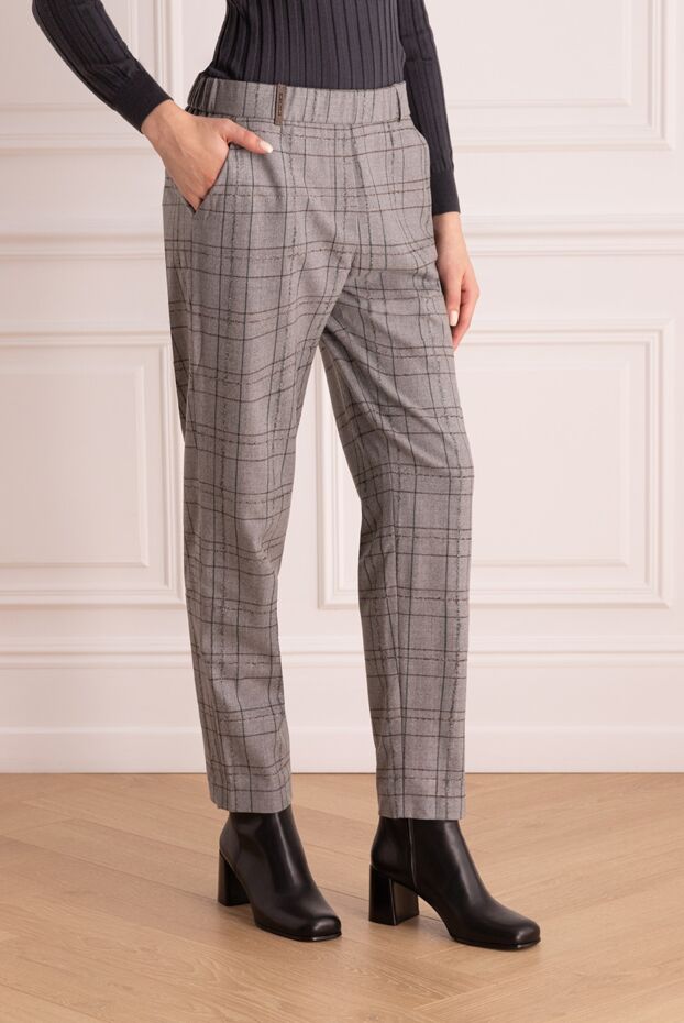 Peserico women's gray trousers with checkered pattern 153629 - photo 3