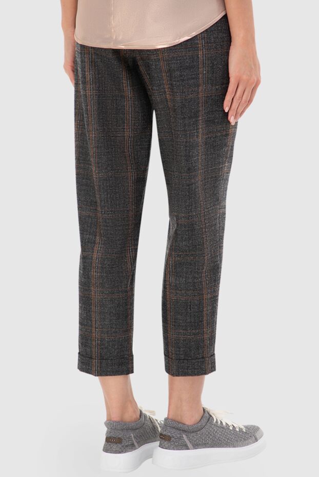 Peserico women's gray trousers with checkered pattern and bow 153630 - photo 3