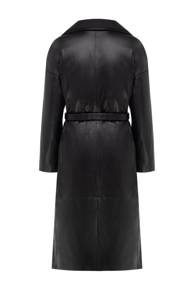Black genuine leather coat for women - photo 2
