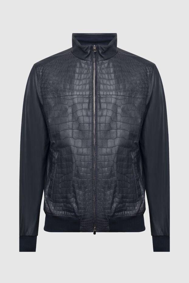 Enrico Mandelli luxury crocodile leather jacket men dark blue 153750 - photo 1