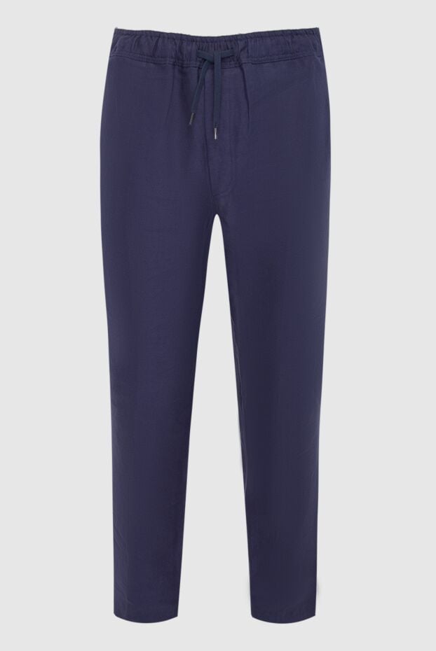 Derek Rose men's linen casual trousers dark blue with drawstring waistband 153815 - photo 1
