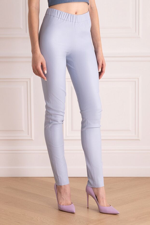 Max&Moi women's leather leggings in blue, tight-fitting 153961 - photo 3