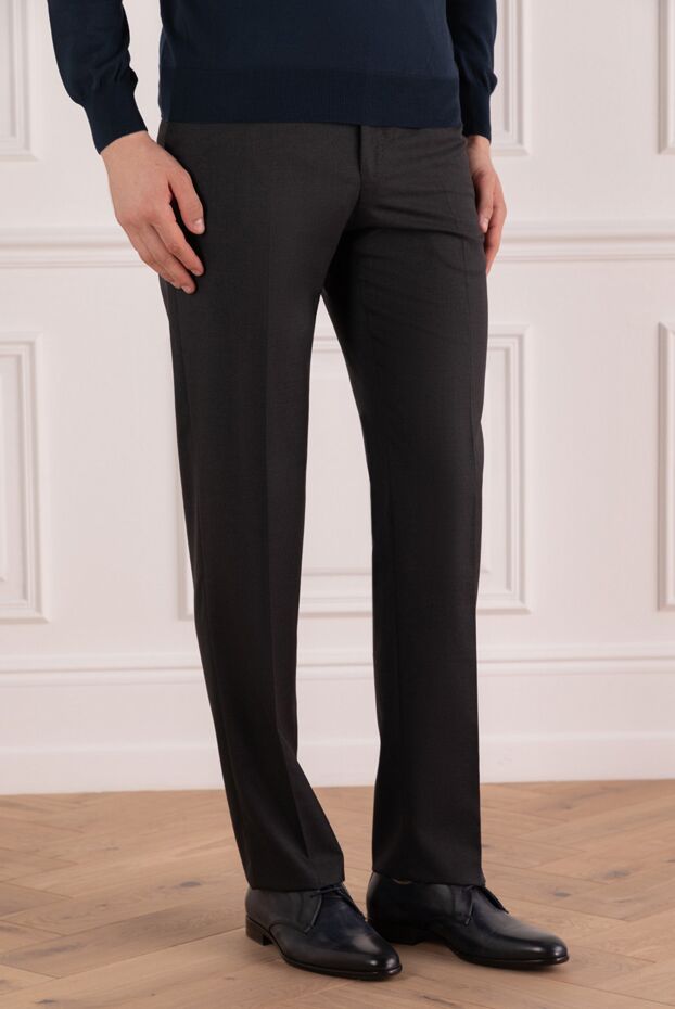 Zilli men's graphite trousers with a tapered silhouette 154058 - photo 3