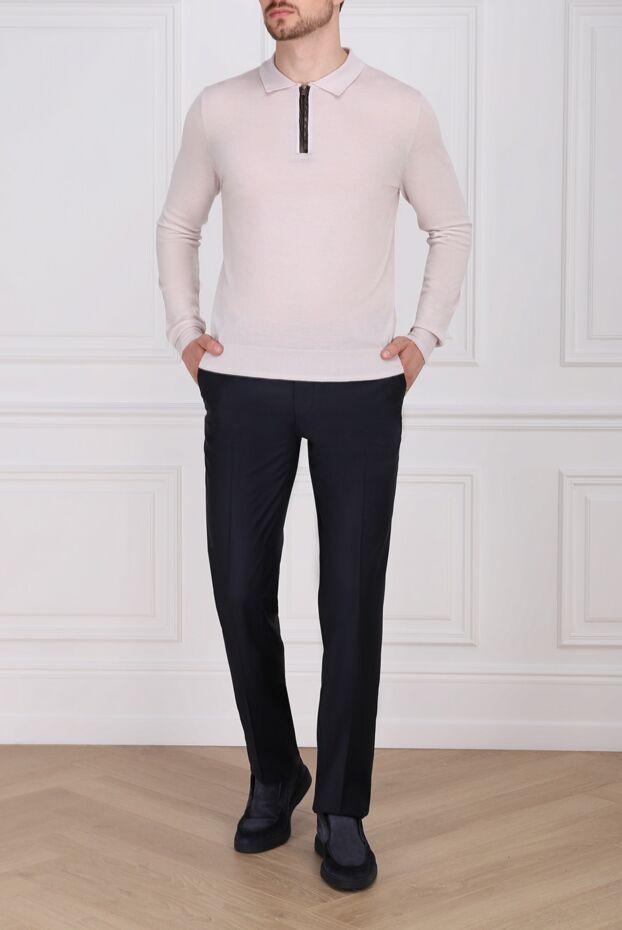 Zilli men's wool trousers of a strict silhouette in dark blue 154061 - photo 2