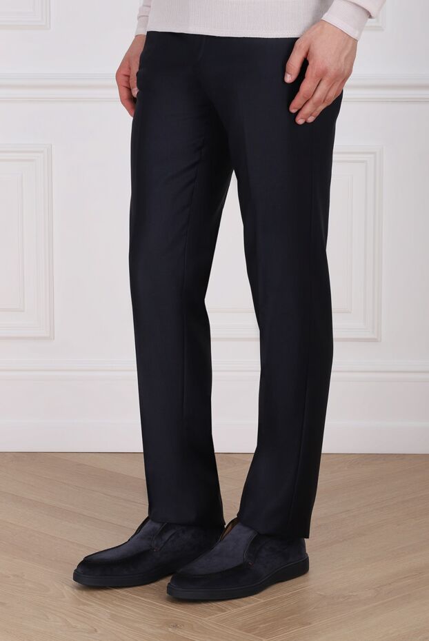 Zilli men's wool trousers of a strict silhouette in dark blue 154061 - photo 3