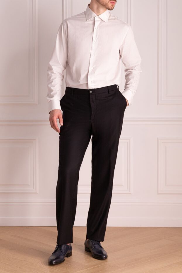 Zilli men's black wool trousers with unusual pocket trim 154062 - photo 2
