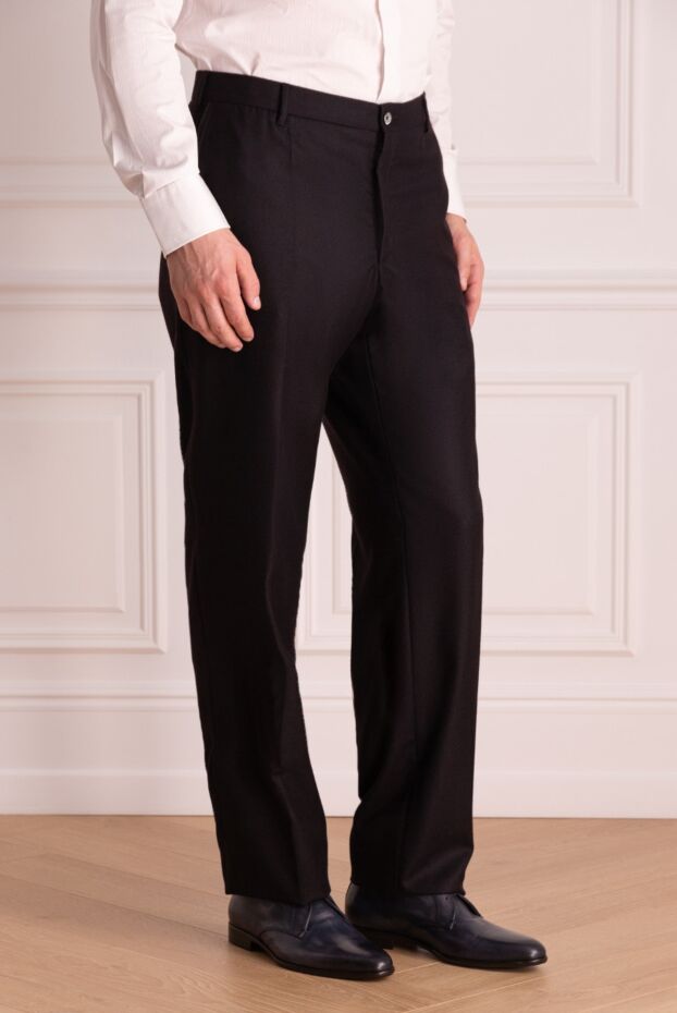 Zilli men's black wool trousers with unusual pocket trim 154062 - photo 3
