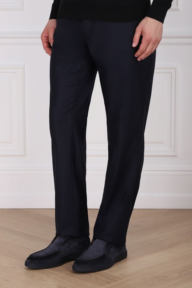 Zilli dark blue men's trousers made of cotton with added cashmere 154082 - photo 3
