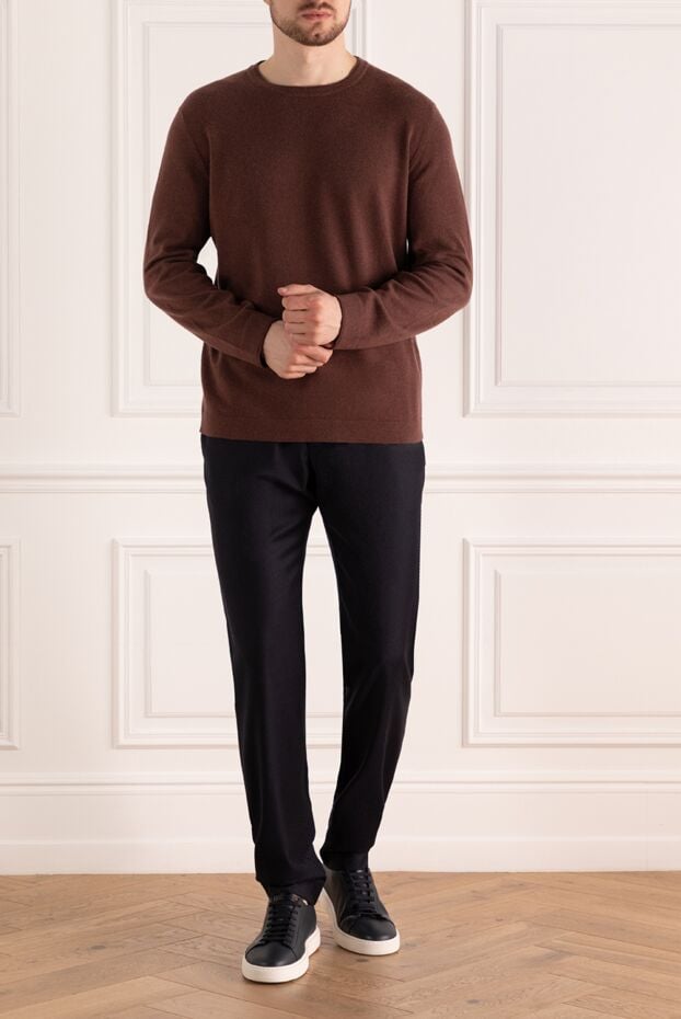 Zilli men's navy blue wool trousers with contrast trim 154083 - photo 2