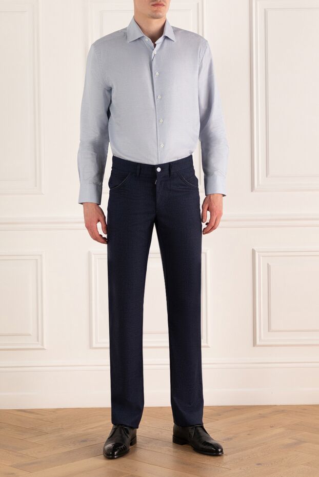 Zilli classic trousers made of micro-textured fabric in a deep blue shade 154086 - photo 2