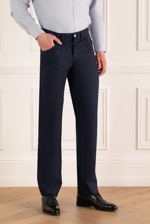 Zilli classic trousers made of micro-textured fabric in a deep blue shade 154086 - photo 3