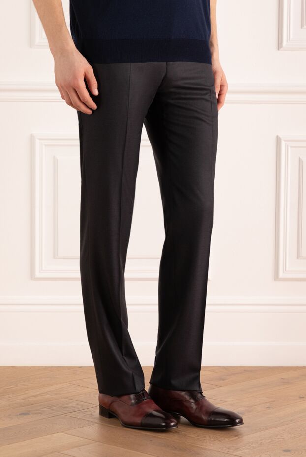 Zilli men's classic wool trousers in dark blue 154102 - photo 3