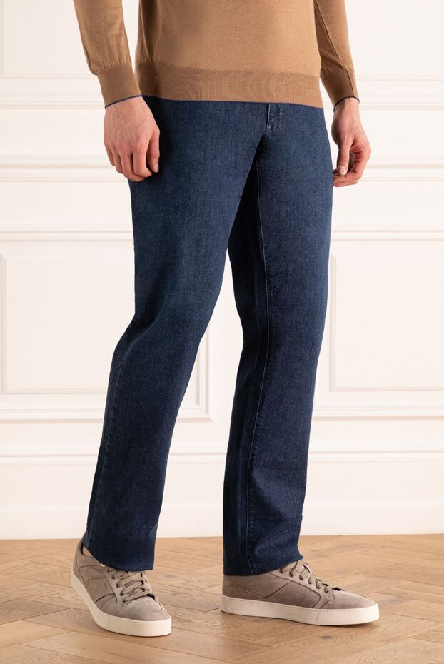 Zilli men's dark blue jeans with embroidery on the pocket 154123 - photo 3