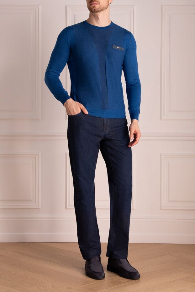 Zilli classic dark blue jeans with embroidered pattern 154127 - photo 2