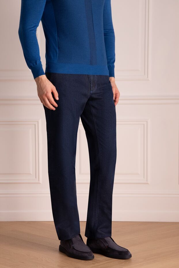 Zilli classic dark blue jeans with embroidered pattern 154127 - photo 3