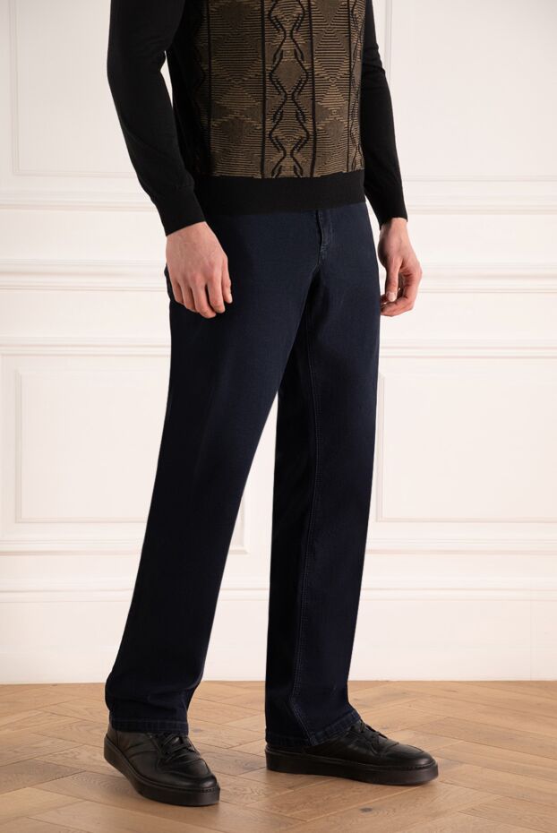 Zilli dark blue men's tapered jeans made of smooth cotton 154129 - photo 3
