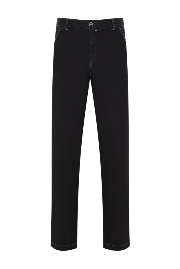 Zilli men's dark blue jeans with mint patch on the waistband 154137 - photo 1