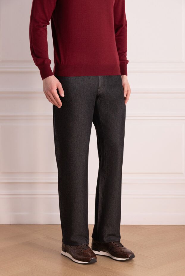 Zilli men's graphite jeans with v-shaped stitching on pockets 154139 - photo 3