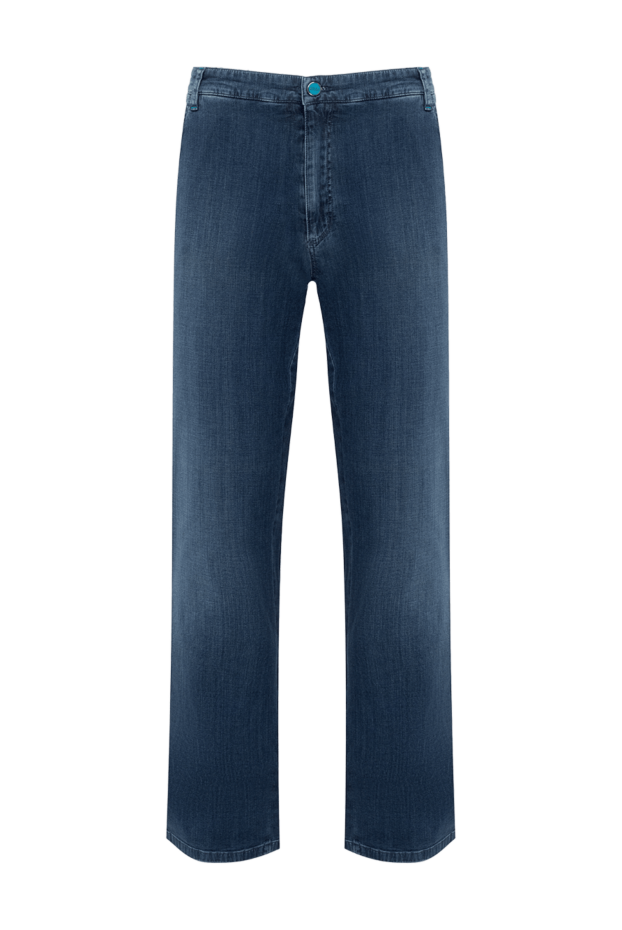 Zilli men's blue jeans with turquoise stitching and a bright patch 154162 - photo 1