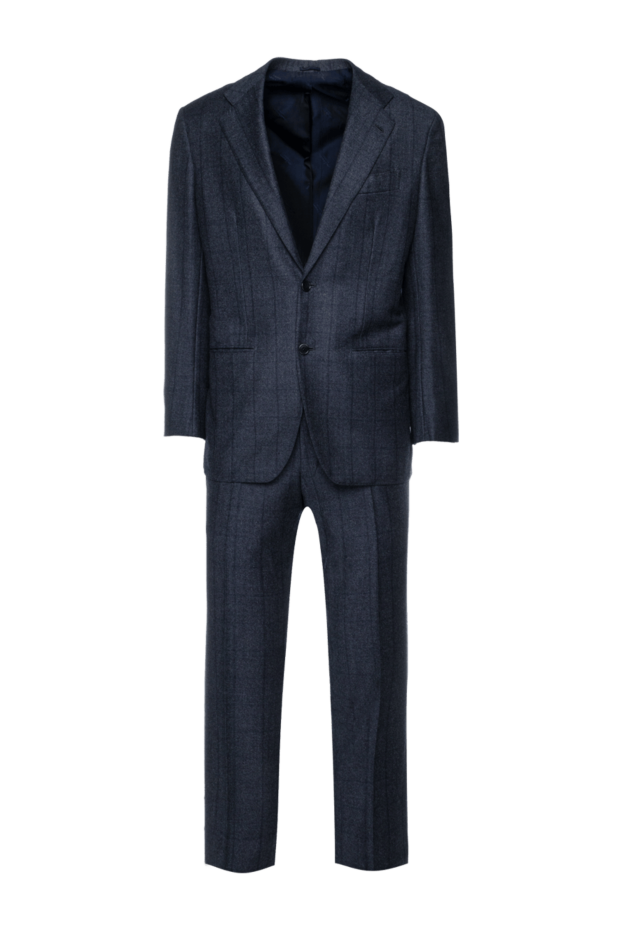 Two-piece wool business suit with thin vertical stripes - photo 1
