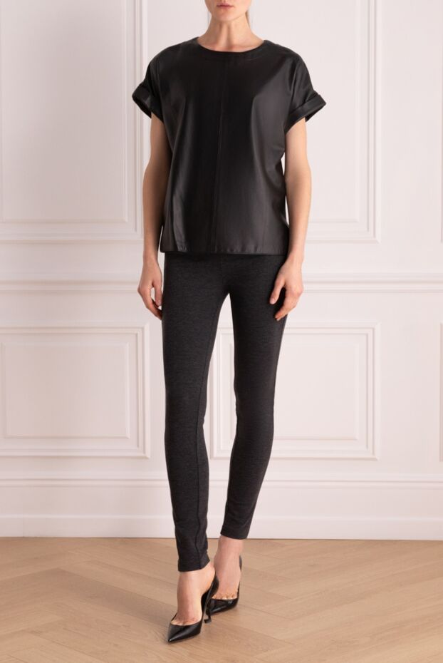 Peserico women's leather blouse black 154311 - photo 3