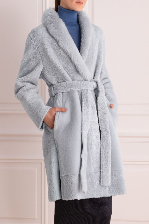 Lisa Conte blue mouton fur coat for women 154322 - photo 3