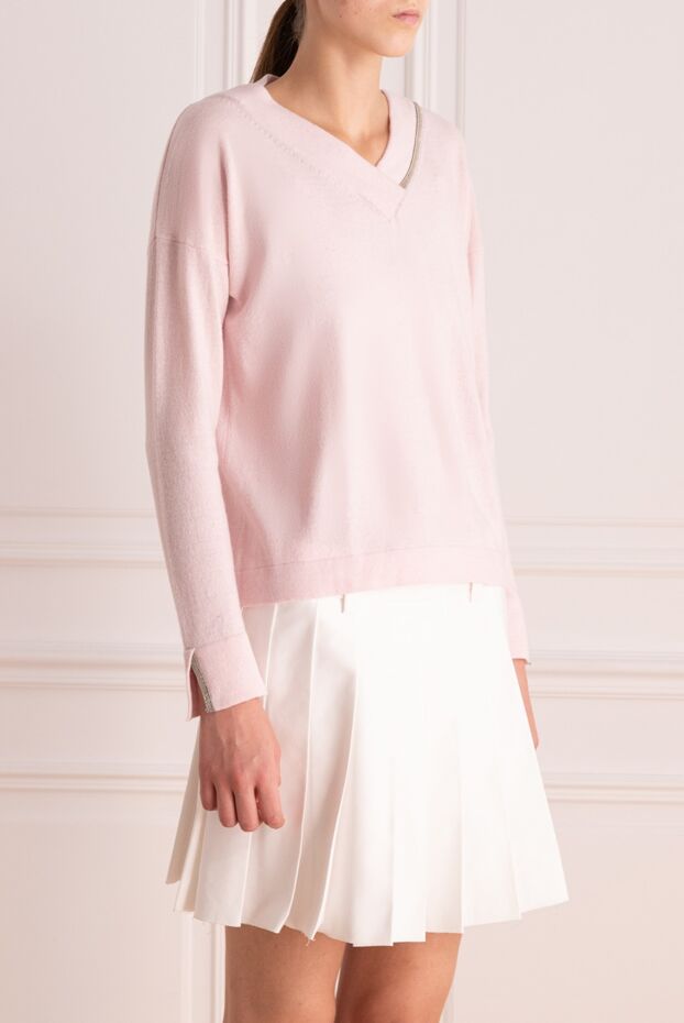 Rocco Ragni light pink womens jumper with a v-neck 154338 - photo 3