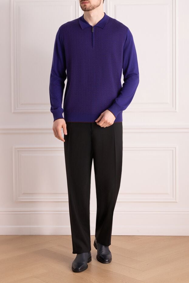 Stefano Ricci long-sleeve polo shirt in rich purple with a zip-up closure 154392 - photo 2