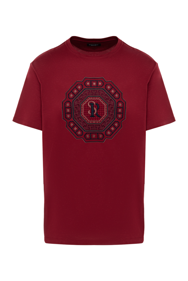 Stefano Ricci red cotton and modal t-shirt with decorative pattern and monogram 154398 - photo 1