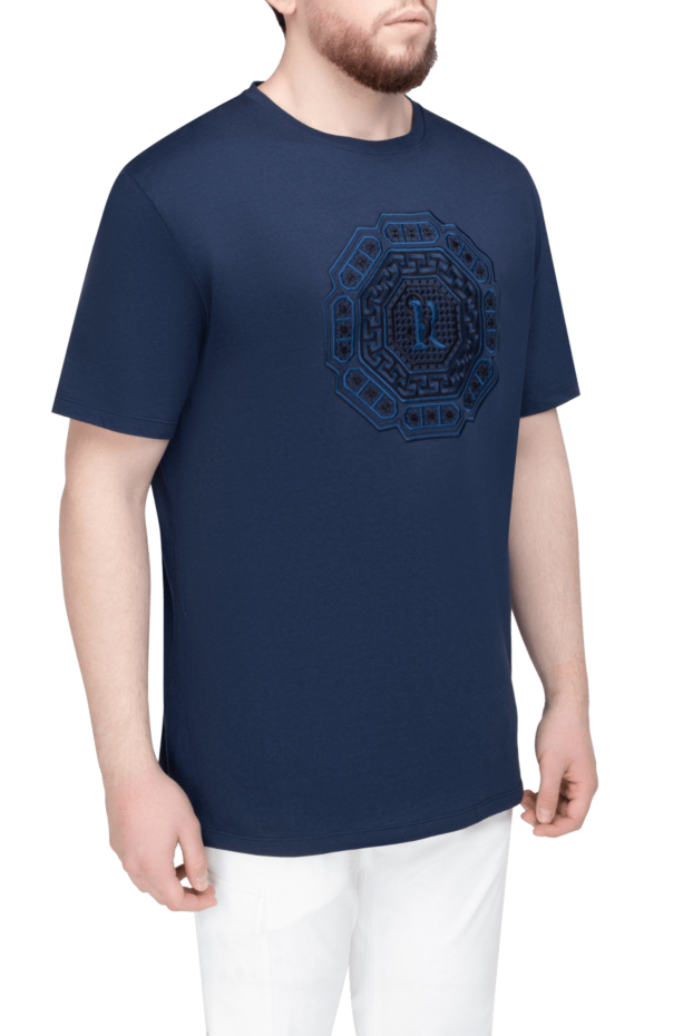 Stefano Ricci men's blue knitted t-shirt with monogram (markdown) 195809 - photo 3