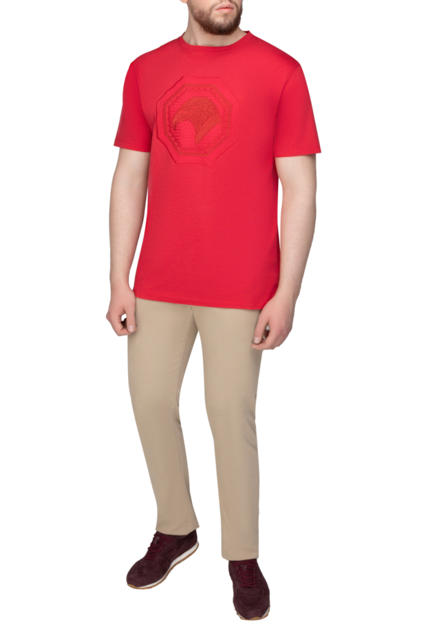 Stefano Ricci men's red cotton t-shirt with embroidery (markdown) 195808 - photo 2