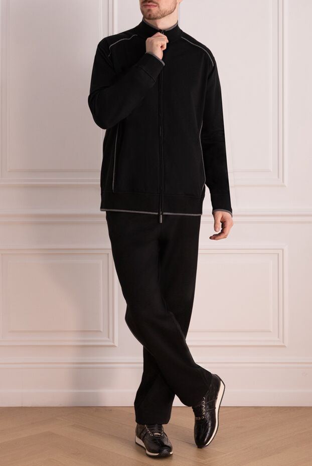 Stefano Ricci dark blue cotton tracksuit with large embroidery on the back 154411 - photo 2