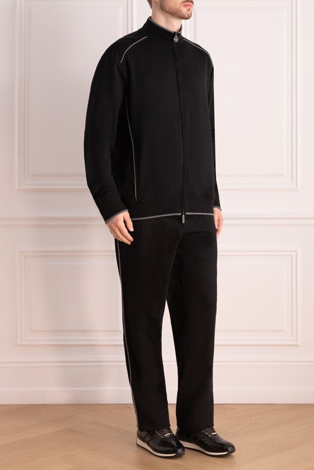 Stefano Ricci dark blue cotton tracksuit with large embroidery on the back 154411 - photo 3