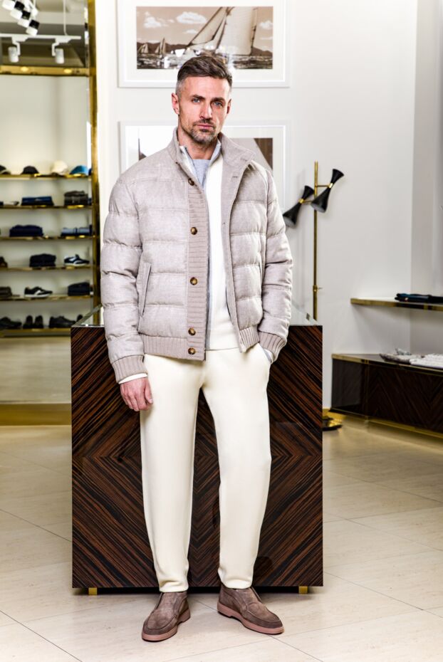 Kiton down jacket for men made of silk and cashmere white 154426 - photo 2