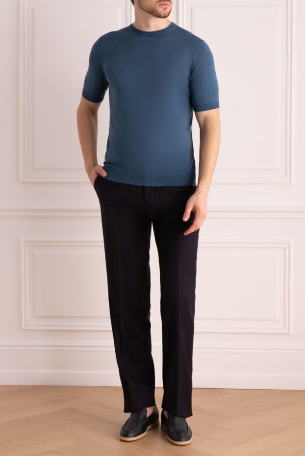 Zilli men's trousers made of natural wool in dark blue 154429 - photo 2