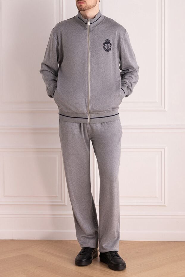 Billionaire mens grey tracksuit with stand-up collar and embroidered emblem 154458 - photo 2