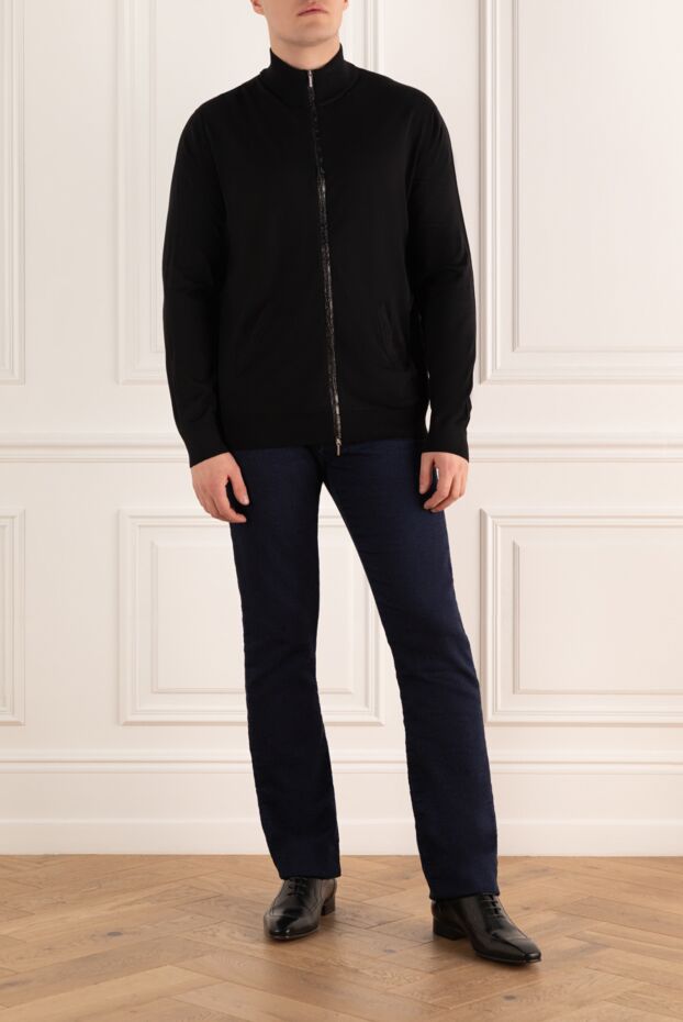 Cesare di Napoli man black men's wool cardigan buy with prices and photos 154504 - photo 2