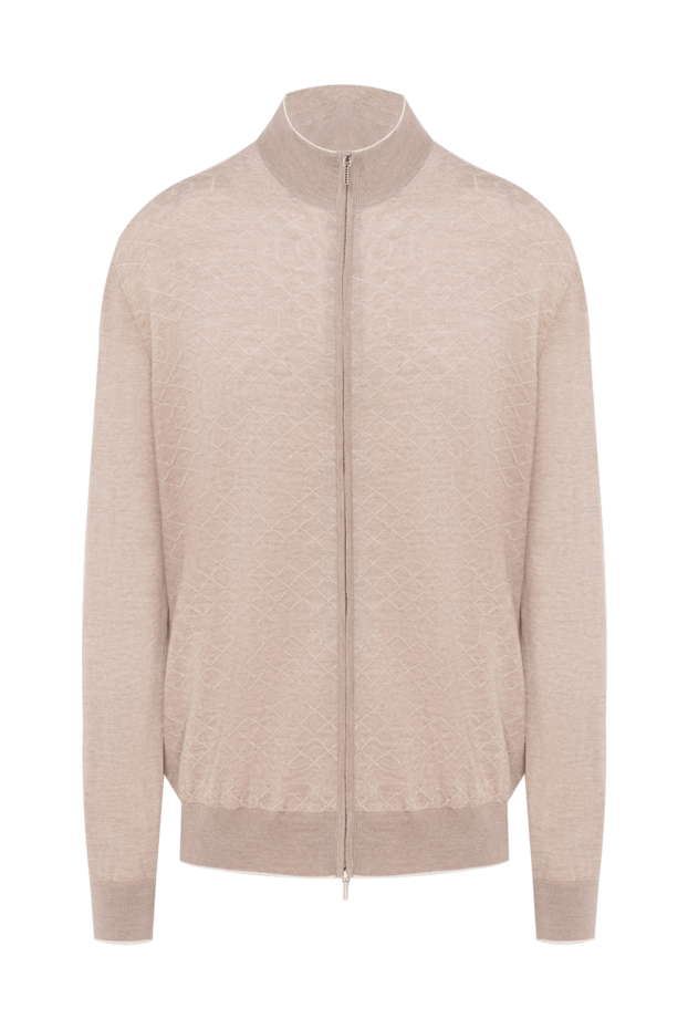 Cesare di Napoli man men's cardigan made of wool and silk, beige buy with prices and photos 154524 - photo 1