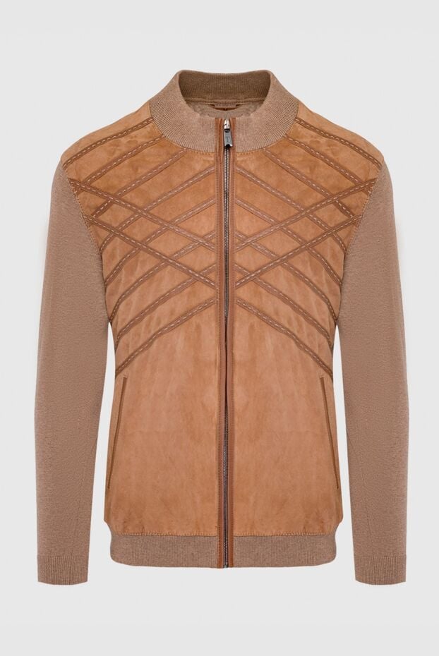 Cardigan for men from suede brown - photo 1