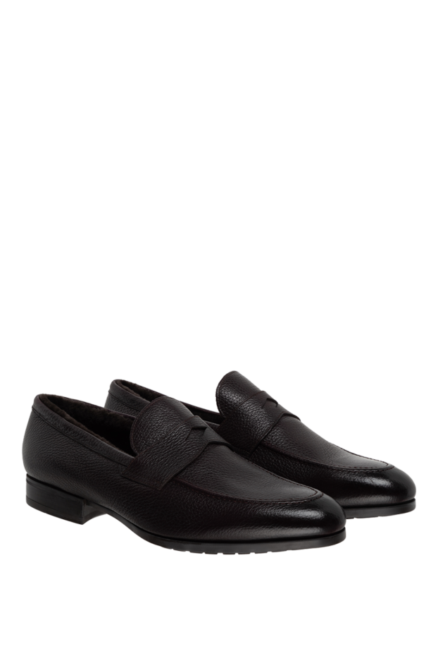 Doucal`s men's insulated grain leather penny loafers 154580 - photo 3