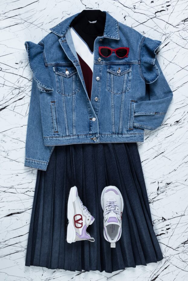 MSGM dark blue skirt with soft pleats and textured surface 154608 - photo 2